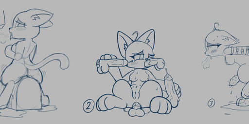 ahegao ahoge anal anal_penetration anthro bdsm blush bodily_fluids breasts breath disembodied_penis dripping_wet edging fellatio female gangbang genitals group group_sex hair handjob humanoid_genitalia humanoid_penis interface label looking_pleasured male masturbation motion_lines multiple_poses narrowed_eyes oral oral_penetration orgasm orgasm_face paws penetration penile penis pose restrained_arms saddle sex solo solo_focus tail tail_fetish tail_masturbation tail_play vibrating vibrating_sex_toy vulva shatterstone nutmeg_(turbineclaw) felid feline mammal monochrome