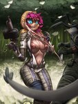 anthro belt blue_eyes breasts clothing cosplay costume dagger duo female gloves grass gun hair handwear holding_dagger holding_gun holding_melee_weapon holding_object holding_ranged_weapon holding_weapon human_suit kerchief looking_down male melee_weapon navel nipples outside pink_hair plant ranged_weapon skinsuit surprise tail tight_clothing tree weapon general-irrelevant konami metal_gear metal_gear_(series) metal_gear_solid_3 mythology billie_corneja koa_(koabao) naked_snake the_boss_(mgs) domestic_pig dragon mammal mythological_creature mythological_scalie scalie suid suine sus_(pig) 2022 3:4 absurd_res digital_media_(artwork) hi_res