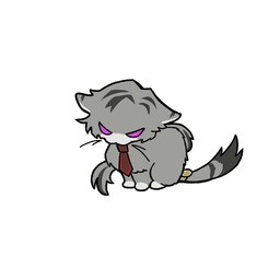 accessory ambiguous_gender angry black_body black_fur black_highlights clothing dipstick_tail feral feralized footwear fur furgonomics gloves_(marking) grey_body grey_fur grey_hair hair highlights_(coloring) markings no_pupils ponytail purple_eyes simple_background socks solo striped_body striped_fur striped_markings striped_tail stripes tail tail_accessory tail_markings toony whiskers white_background white_body white_face white_fur white_inner_ear clear_all_ralm limbus_company project_moon lucio_(limbus_company) domestic_cat felid feline felis mammal 1:1 2026