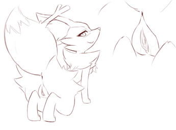 all_fours anthro anus biped blush blush_lines bodily_fluids butt clitoris close-up digitigrade eyelashes female genital_fluids genitals looking_at_viewer looking_back looking_back_at_viewer nude nude_anthro nude_female presenting presenting_hindquarters presenting_vulva raised_tail rear_view simple_background smile smiling_at_viewer snout solo spread_vulva spreading stick tail vaginal_fluids vulva white_background darkmirage nintendo pokemon braixen canid canine fox generation_6_pokemon mammal pokemon_(species) 2015 digital_drawing_(artwork) digital_media_(artwork) sketch