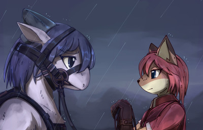 Rating: q
ID: 5716505
Date: 2025-07-18 06:48:48 -0400
Status: active
Score: 7
ambiguous_gender anthro blue_eyes blue_hair blurred_background bridle clothing cloud crude_(fadingsky) digital_media_(artwork) duo fadingsky female_(lore) feral foxia_(fadingsky) fur furuku_(fadingsky) gloves hair handwear harness hi_res holding_leash holding_object horn leash looking_at_another male_(lore) muzzle_(object) orange_body orange_fur pink_clothing pink_hair raining sky skyscape white_body white_ears white_fur windea_(fadingsky) post #5716505
