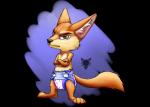 abstract_background anthro big_ears brown_body brown_eyes brown_fur clean_diaper clothed clothing diaper fur looking_at_viewer male paws simple_background solo wearing_diaper white_diaper furrychrome disney zootopia finnick_(zootopia) canid canine fennec_fox fox mammal true_fox alpha_channel hi_res watermark