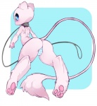 2013 back blue_eyes blush butt camel_toe collar cute cyan_background female fur leash legendary_pokémon looking_at_viewer looking_back mew nintendo panties paws pink_fur plain_background pokémon pose raised_tail slugbox solo tail_tuft tuft underwear video_games
Rating: Questionable
Score: 56
User: Snarbo
Date: May 18, 2013