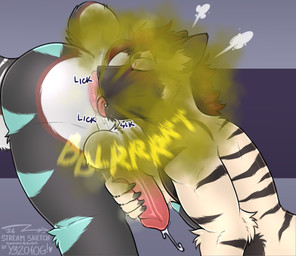 anal anthro anus backsack balls blush bodily_fluids butt cum duo eyes_closed fart fart_cloud fart_fetish fart_sniffing farting_in_mouth farting_on_another farting_on_face genital_fluids genitals handjob handjob_from_behind handjob_while_rimming licking male male/male muscular musk musky_balls musky_butt musky_penis nude oral penile penis penis_backwards perineum raised_tail reach_around rimming sex sniffing stroking_penis sweat tail tongue yellow_fart_cloud y32010g koda_(kodakoba) zorroz felid hyena mammal prehistoric_species saber-toothed_tiger striped_hyena absurd_res hi_res