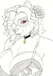 big_breasts bra breasts cleavage clothed clothing collar eyewear female freckles glasses heart_symbol looking_at_viewer o-ring_bra solo underwear longinius amara_(amara_burrger) ailurid mammal red_panda hi_res restricted_palette traditional_media_(artwork)