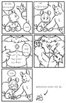abs absurd_res anthro blush blush_lines bodily_fluids clothed clothing comic drupe_(fruit) duo eyebrows eyes_closed fingers food fruit fur hi_res hoodie korean_text male mammal monochrome muscular muscular_anthro muscular_male open_mouth open_smile pecs plant rodent sciurid smile sweat tail text topless topless_anthro topless_male topwear tree_squirrel walnut witherrose1