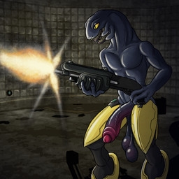 anthro armor athletic balls clothed clothing erection genitals gun inside long_balls long_penis male mandibles open_mouth orange_eyes partially_clothed penis ranged_weapon saggy_balls shooting shotgun solo topless topless_male vein veiny_penis weapon noodlybat halo_(series) microsoft xbox_game_studios alien sangheili 1:1 hi_res