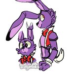 4_fingers anthro black_eyes blush bow_tie cheek_tuft clothing confusion facial_tuft fingers fluffy fluffy_tail fur long_ears machine male purple_body purple_fur red_eyes small_tail tail tuft kinoselynn five_nights_at_freddy's scottgames bonnie_(fnaf) animatronic lagomorph leporid mammal rabbit robot 1:1 2020 signature