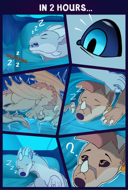 ambiguous_gender bed black_sclera blue_eyes blush breath brown_body brown_eyes claws countershade_torso countershading dialogue duo ear_piercing ear_ring facial_scar fangs feral finger_claws furniture grey_body head_spikes horn male male/male nose_spike piercing ring_piercing scar snout speech_bubble spikes spikes_(anatomy) teeth text weapon slo1ka european_mythology mythology wings_of_fire qibli_(wof) winter_(wof) dragon icewing_(wof) mythological_creature mythological_scalie sandwing_(wof) scalie western_dragon absurd_res comic english_text hi_res watermark male_(lore)