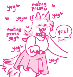 anthro belt belt_buckle biped bottomwear buckle clothing collar cute_fangs dialogue fangs female hair heart_symbol long_hair pointy_ears prick_ears shirt skirt solo speech_bubble tail tail_motion tailwag tank_top teeth text topwear yay pinkshinyhorns canid canine canis domestic_dog mammal line_art monochrome pink_and_white