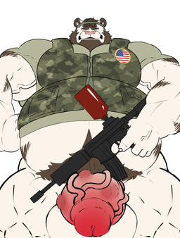 accessory american_flag anthro balls balls_focus beard beer_belly belly belly_focus belt biceps big_balls big_belly big_muscles big_penis black_belt black_clothing blue_eyes body_hair bottomless bottomless_anthro bottomless_male bottomwear brown_beard brown_body brown_facial_hair brown_fur brown_hair brown_pubes brown_sideburns bruised bruised_penis camo camo_clothing camo_print camo_topwear camo_vest clothed clothing erection facial_hair fierce fierce_expression fist fur genital_focus genitals glare green_bottomwear green_clothing green_headband green_pants green_shirt green_topwear green_vest gun hair happy_trail headband holding_gun holding_object holding_ranged_weapon holding_weapon humanoid_genitalia humanoid_penis intimidation looming low-angle_view male manly markings menancing military military_clothing military_uniform military_vest musclegut muscular muscular_anthro muscular_male paint_gun paintball paintball_gun pants park_ranger pattern_clothing pattern_topwear pattern_vest penis penis_focus pubes ranged_weapon ranger red_penis shirt sideburns simple_background soldier solo striped_body striped_fur striped_markings stripes swollen swollen_penis thick_arms thick_thighs topwear tough_guy uniform united_states_of_america vein veiny_muscles veiny_penis vest warrior weapon welts white_background white_body white_fur kevinskylet111999 felid feline mammal pantherine tiger hi_res