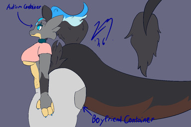 anthro big_butt big_tail bottomwear breasts butt clothing crop_top eyeshadow eyewear female goggles hair huge_butt huge_tail hyper hyper_butt hyper_tail makeup pants ponytail shirt solo sweatpants tail thick_tail topwear under_boob siatdusk evil_container sia_(zeemid) 3:2