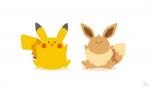 ambiguous_gender duo feral simple_background sitting white_background uno_yuuji nintendo pokemon eevee generation_1_pokemon mammal pikachu pokemon_(species) rodent