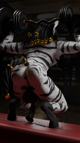 animal_genitalia animal_penis balls big_balls bodily_fluids butt equine_genitalia equine_penis exercise genitals gym male muscular penis rear_view sweat sweatdrop weightlifting workout badbunny3d_(artist) equid equine mammal zebra 3d_(artwork) 9:16 blender_(artwork) digital_media_(artwork) hi_res