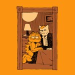 anthro bedroom_eyes black_clothing blonde_hair clothed clothing detailed_background duo fur hair half-closed_eyes inside lamp looking_at_viewer male narrowed_eyes orange_background orange_body orange_fur seductive shelf simple_background tan_body tan_fur white_body white_fur gaydottiff garfield_(series) sega sonic_the_hedgehog_(series) stephen_king_(copyright) the_shining garfield_the_cat domestic_cat felid feline felis mammal 1:1 2020 crossover digital_media_(artwork) hi_res