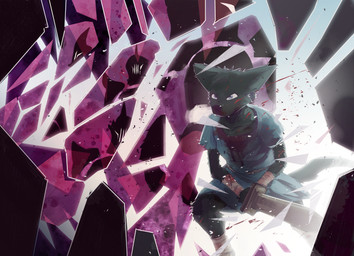 angry anthro black_body black_fur blood blue_eyes bodily_fluids clothing fur glass growling male mirror shirt solo topwear tunic wooden_sword wraps young dakkawoof dakka canid canine canis mammal wolf 2026 hi_res