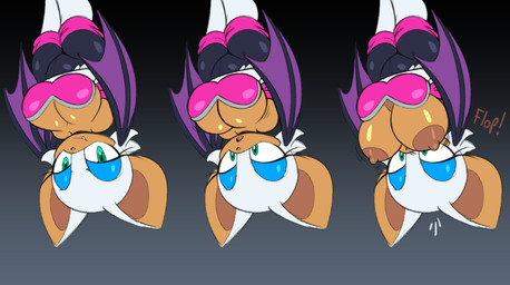 accident accidental_exposure anthro areola bat_wings big_breasts big_ears blue_eyeshadow breast_drop breasts cleavage clothed clothed_anthro clothed_female clothing eyelashes eyeshadow female female_anthro fur hair hanging_breasts inconvenient_breasts makeup membrane_(anatomy) membranous_wings nipples open_mouth simple_background tan_body tan_inner_ear tan_skin teal_eyes upside_down wardrobe_malfunction white_body white_fur white_hair white_sclera wings anonymous_artist sega sonic_the_hedgehog_(series) rouge_the_bat bat mammal sequence