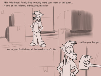 4_fingers ambiguous_gender anthro arms_bent baseboard black_eyes box brown_wall buckteeth cardboard cardboard_box closed_frown clothed clothed_anthro clothed_male clothing container dot_eyes duo fingers fist floor floppy_ears footwear frown fully_clothed fully_clothed_anthro fully_clothed_male gloves hair hands_on_own_hips handwear holding_object holding_paper inside lop_ears male male_anthro mostly_offscreen_character mouth_closed no_eyebrows paper shirt shoes short_hair simple_eyes solo_focus standing teeth text topwear wall_(structure) white_body white_clothing white_footwear white_gloves white_hair white_handwear white_nose white_shirt white_shoes white_skin white_topwear window wood wood_floor worried_look insert-thenewbl-here disney goof_troop max_goof canid canine canis domestic_dog mammal 2025 4:3 digital_drawing_(artwork) digital_media_(artwork) english_description english_text hi_res multiple_scenes shaded