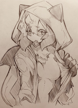 anthro breasts chest_tuft clothing clothing_aside condom condom_in_mouth female fur hair looking_at_viewer mouth_hold narrowed_eyes object_in_mouth presenting seductive sexual_barrier_device simple_background solo teasing tuft white_background curemitsuba brand_new_animal studio_trigger michiru_kagemori canid canine mammal raccoon_dog tanuki black_and_white hi_res monochrome traditional_media_(artwork)