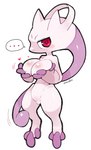 2018 3_fingers 3_toes anthro blush breasts digital_media_(artwork) ellipsis feet female fingers generation_6_pokemon hand_on_breast heart_symbol legendary_pokemon looking_at_viewer masha mega_evolution mega_mewtwo mega_mewtwo_y nintendo nude pokemon pokemon_(species) red_eyes simple_background solo toes white_background