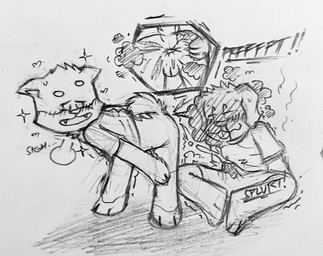 anal_wink anime_nosebleed anthro anticipation anus backsack balls bent_over blood blush bodily_fluids bottomless bottomless_anthro breath clothed clothing cum cumshot duo ejaculation erection erection_under_clothing fart fart_cloud fart_fetish farting_on_face genital_fluids genitals looking_at_butt male male/male nosebleed presenting presenting_anus relieved straining stretched_anus sweat tongue tongue_out twitching bounceeed bird_dog canid canine canis domestic_dog golden_retriever hunting_dog mammal retriever shiba_inu spitz hi_res
