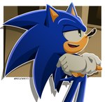 anthro black_nose blue_body blue_fur border clothing fur gloves green_eyes handwear male on_model open_mouth open_smile outline parody smile solo standing white_border white_clothing white_gloves white_handwear white_outline risziarts disney sega sonic_the_hedgehog_(series) wreck-it_ralph sonic_the_hedgehog eulipotyphlan hedgehog mammal 2022 digital_drawing_(artwork) digital_media_(artwork) digital_painting_(artwork) hi_res redraw signature