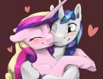 blue_eyes blue_hair blush duo eyes_closed female hair heart_symbol horn hug husband_and_wife male male/female married_couple romantic romantic_couple silfoe friendship_is_magic hasbro my_little_pony mythology princess_cadance_(mlp) shining_armor_(mlp) equid equine mammal mythological_creature mythological_equine unicorn