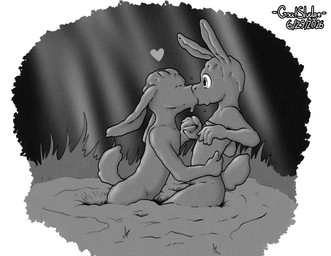 anthro dirty duo eyes_closed heart_symbol horn kissing male mud mud_covered muddy nude scut_tail short_tail tail text wam goatsludge cyrus_mackenzie bovid caprine goat lagomorph leporid mammal rabbit 2026 absurd_res english_text hi_res monochrome