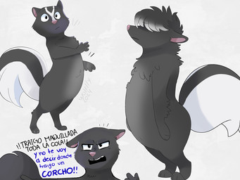 3_toes 4_fingers annoyed bangs black_body black_eyes black_fur black_hair black_mouth black_tail cheek_tuft chest_tuft closed_frown dialogue exclamation_point eyebrow_through_hair eyebrows facial_markings facial_tuft feet female fingers fluffy fluffy_tail frown fur furrowed_brow hair hair_over_eyes head_markings light long_tail markings mouth_closed multicolored_body multicolored_fur neck_tuft nude nude_female pink_inner_ear pink_nose semi-anthro short_hair simple_background solo standing straight_arm tail teeth text thin_eyebrows toes translucent translucent_hair tuft two_tone_body two_tone_fur two_tone_tail white_background white_markings white_tail yelling wolflly10 dreamworks over_the_hedge paramount_pictures stella_(over_the_hedge) mammal mephitid skunk 2024 4:3 absurd_res artist_name colored dated digital_drawing_(artwork) digital_media_(artwork) english_description hi_res lighting multiple_scenes shaded spanish_text translated