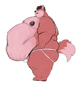 anthro belly belly_overhang big_belly big_moobs big_nipples butt cellulite clothed clothing fluffy fluffy_tail fupa huge_belly jockstrap jockstrap_only licking licking_lips love_handles male moobs navel nipples overweight overweight_male smile solo standing tail thick_thighs tongue tongue_out topless underwear underwear_only tcw canid canine canis domestic_dog husky mammal nordic_sled_dog spitz hi_res