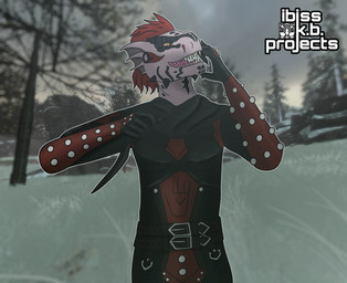 3d_background anthro armor assassin belt belt_buckle black_armor blurred_background bodysuit bracers buckle clothed clothing cloud cloudy_sky dagger ear_fins facial_spikes feather_hair feathers fin fingers fully_clothed gloves hair handwear holding_dagger holding_knife holding_melee_weapon holding_object holding_weapon jaw_spikes knife leather leather_armor leather_bracers logo male melee_weapon multiple_belts pink_body pink_scales pink_skin plant pseudo_hair red_feather_hair red_hair rock rogue scales scarf sharp_teeth shrouded_armor_(skyrim) skinsuit sky smile smirk snow solo spikes spikes_(anatomy) teeth tight_clothing tongue tree two_belts weapon winter yellow_eyes ibisskb microsoft the_elder_scrolls kiivah_(character) the_dark_brotherhood_(the_elder_scrolls) argonian scalie artist_logo hi_res watermark