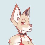 albino anthro clothing female fur hearing_aid light_body light_fur red_body red_eyes red_fur solo tan_body tan_fur underwear lushvale aurora_(lushvale) canid canine fox mammal 1:1 2024 low_res portrait