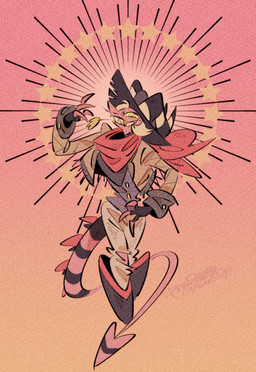 anthro boots clothing cowboy_hat footwear hat hay_in_mouth headgear headwear horn male shoes solo spade_tail tail yasutak1192 hellaverse helluva_boss striker_(helluva_boss) demon hybrid imp absurd_res hi_res