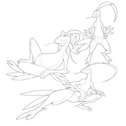 ambiguous_gender anthro leaf leaf_hair leaf_tail plant plant_hair pseudo_hair semi-anthro solo tail shayanraj15v nintendo pokemon generation_3_pokemon grovyle pokemon_(species) 1:1 black_and_white digital_drawing_(artwork) digital_media_(artwork) hi_res line_art monochrome multiple_images