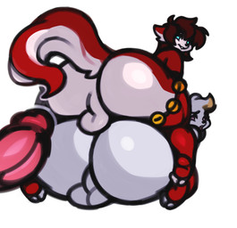 anthro big_butt butt butt_stack duo huge_butt male male/male presenting presenting_hindquarters wide_hips myasokombinat bovid canid canine canis caprine goat mammal wolf absurd_res hi_res