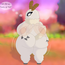 after_vore anthro big_breasts big_butt breasts butt digestion female female_pred hand_on_butt rear_view solo text thick_thighs vore weight_gain kaelminus silkessa arthropod insect lepidopteran moth 1:1 absurd_res english_text hi_res