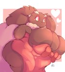 anthro big_breasts breasts brown_body clothing dress eyebrows female heart_symbol holidays huge_breasts nipples overweight red_clothing red_dress red_eyes simple_background solo lightmizano nintendo pokemon valentine's_day generation_4_pokemon lagomorph leporid lopunny mammal pokemon_(species) hi_res