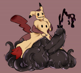 anthro anthrofied balls big_balls big_penis clothed clothing erection genitals huge_balls huge_penis hyper hyper_balls hyper_genitalia hyper_penis male penis pokemorph smile solo tentacles zipper gammanaut nintendo pokemon generation_7_pokemon ghost mimikyu pokemon_(species) spirit 2016