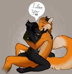 anthro auburn_hair black_body black_fur black_hair bonding cuddling duo eyes_closed facial_hair female fur goatee hair holding_butt love lucient lucient_(crowsfire) male male/female mustache orange_body orange_fur ponytail romantic romantic_couple sex skinny slim crowsfire ash_(crowsfire) canid canine canis fox mammal wolf hi_res