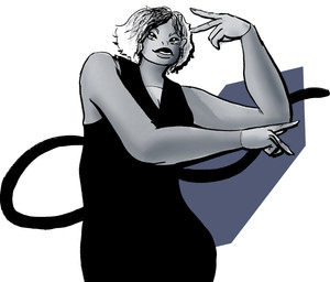anthro clothing female looking_at_viewer mole_under_eye pose smile smiling_at_viewer solo standing tail pokuyuno239 claire_(redustheriotact) haplorhine mammal monkey primate digital_media_(artwork) greyscale hi_res monochrome