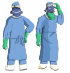 anthro clothed clothing doctor eyewear glasses gloves goggles handwear male mask medical medical_instrument scientific_instrument simple_background solo surgeon surgical_mask yowacle avian bird corvid corvus_(genus) oscine passerine raven digital_media_(artwork)