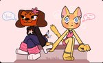 anklet anthro blush bottomwear bracelet clothing duo feet female female/female floppy_ears flower hand_holding hindpaw jewelry pants paws plant sitting tail tail_motion tailwag toony tee-wells hasbro littlest_pet_shop littlest_pet_shop:_popular brooklyn_hayes lps_339 lps_675 savannah_reed american_shorthair canid canine canis dachshund domestic_cat domestic_dog felid feline felis hunting_dog mammal