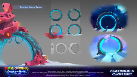ambiguous_anthro ambiguous_gender anthro blue_body blue_sky cloud copyright_symbol day duo gate gradient_background grey_background light long_ears moon night not_furry_focus outside simple_background sky snow star starry_sky symbol t-pose text title wire year chiara_tomasello mario_plus_rabbids_sparks_of_hope nintendo raving_rabbids rayman_(series) ubisoft arthropod beetle elateroid firefly insect lagomorph mammal rabbid 16:9 2023 4k absurd_res adobe_photoshop_(artwork) artist_name colored digital_drawing_(artwork) digital_media_(artwork) english_description english_text hi_res lighting official_art shaded widescreen