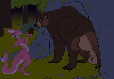 5_fingers 5_toes 6_ears anatomically_correct anatomically_correct_genitalia anatomically_correct_penis animal_genitalia animal_penis anthro arm_markings balls bear_ears belly big_balls big_ears biped brown_arms brown_body brown_claws brown_ears brown_feet brown_fur brown_legs brown_mane brown_pawpads brown_paws cheek_markings claws den detailed_background digitigrade dolphin_tail dorsal_fin duo facial_markings feet feral fin finger_claws fingers fish_tail flaccid food forest forest_background fur fur_markings genitals gift green_eyes hair head_markings holding_gift holding_object larger_feral larger_male licking licking_lips looking_at_another male male/male male_anthro male_feral mane mane_hair markings monotone_balls monotone_body monotone_feet monotone_genitals monotone_hands monotone_inner_ear monotone_markings monotone_scales monotone_tail multi_ear multicolored_body multicolored_ears multicolored_fur multicolored_penis muzzle_(marking) nature nature_background night nude offering_food offering_gift offering_to_another orange_eyes outside pawpads paws penis penis_tip pink_body pink_ears pink_feet pink_hands pink_paws pink_penis pink_scales pink_tail pink_tongue plant plantigrade pupils quadruped red_penis scales sheath short short_ears short_fur sitting size_difference small_ears smaller_anthro smaller_male snout snout_markings standing tail tan_balls tan_belly tan_body tan_ears tan_fur tan_markings tan_sheath thick_penis three-quarter_view toe_claws toes tongue tongue_out tree two_tone_body two_tone_ears two_tone_fur two_tone_penis ursine_ears ursine_genitalia ursine_penis vein veiny_penis white_claws sephrendemon third-party_edit mythology kuruk_(character) yat_(oceansend) bear brown_bear grizzly_bear kobold mammal mythological_creature mythological_scalie reptile scalie ursidae ursine 2025 absurd_res digital_drawing_(artwork) digital_media_(artwork) hi_res sketch
