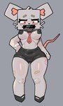anthro bdsm bondage bottomwear bound bow_tie clothing duct_tape female fur gag necktie nipple_outline red_eyes ribbons shorts solo tape tape_gag teeth_marks white_body white_fur ovaa_novaa microsoft minecraft mojang xbox_game_studios mammal murid murine rat rodent absurd_res hi_res