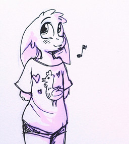 avian_caruncle blush bottomwear clothing dewlap_(anatomy) head_crest humor male musical_note musical_symbol pun shirt shirt_logo shorts solo suggestive symbol topwear visual_pun wattle whistling cobalt_snow conditional_dnp tyler_(cobalt_snow) avian bird chicken galliform lagomorph leporid mammal phasianid rabbit mixed_media monochrome painting_(artwork) pen_(artwork) pink_theme sketch traditional_media_(artwork) traditional_painting_(artwork) traditional_watercolor_(artwork) watercolor_(artwork)