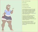 anthro big_butt border bottomwear bow_ribbon brown_eyes bulge butt clothed clothing information_box looking_at_viewer male pink_border shorts simple_background solo text thick_thighs tight_clothing wide_hips photolol.03 liam_(photolol.03) alpaca camelid llama mammal english_text flat_colors hi_res