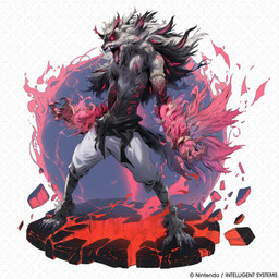 4_toes 5_fingers after_transformation alternate_species anthro barefoot black_nose bottomwear claws clothed clothed_anthro clothed_male clothing corruption fangs feet finger_claws fingers fur furrification glowing glowing_eyes glowing_veins hindpaw humanoid_hands male pants paws pink_glow sharp_teeth simple_background solo standing teeth text toe_claws toes tongue topless topless_anthro topless_male white_background white_body white_fur unknown_artist fire_emblem fire_emblem_shadows nintendo joachim_(fire_emblem) canid canine canis mammal wolf 1:1 absurd_res english_text hi_res official_art