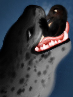 ambiguous_gender beak blush duo feral looking_at_prey oral_vore questionable_consent teeth tongue vore ink-the-artist aquatic avian bird leopard_seal mammal penguin pinniped seal 2025 absurd_res hi_res