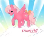 accessory blue_eyes blue_sky bow_ribbon closed_smile cloud cutie_mark eyelashes feathered_wings feathers female fur furgonomics hooves long_tail mane mouth_closed on_cloud orange_bow pink_body pink_fur pink_hooves pink_mane pink_tail pink_wings raised_foot ribbons sky smile solo sparkels standing tail tail_accessory tail_bow tail_ribbon text unguligrade wings black_kitty hasbro my_little_pony mythology cloudy_puff_(black_kitty) fan_character equid equine mammal mythological_creature mythological_equine pegasus 2012 character_name colored digital_drawing_(artwork) digital_media_(artwork) english_text